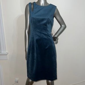 Elie Tahari teal velvet midi dress